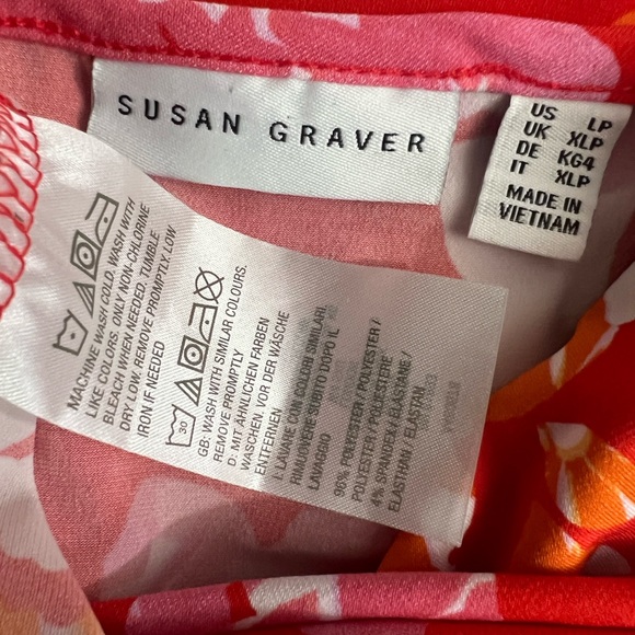 Susan Graver maxi dress LP orange multicolor Hawaiian floral print casual - Picture 7 of 7